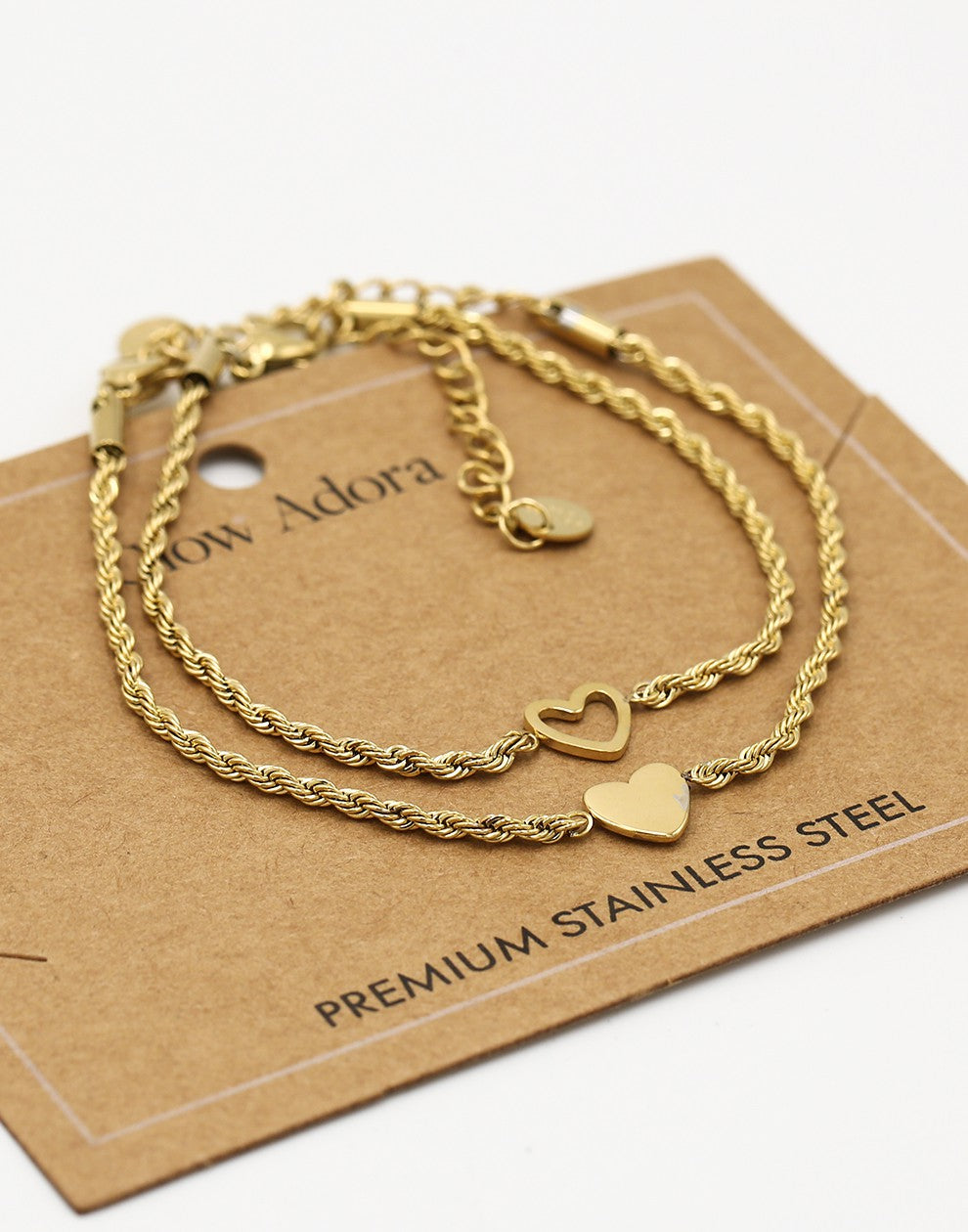 Armbanden set hartjes goudkleurig