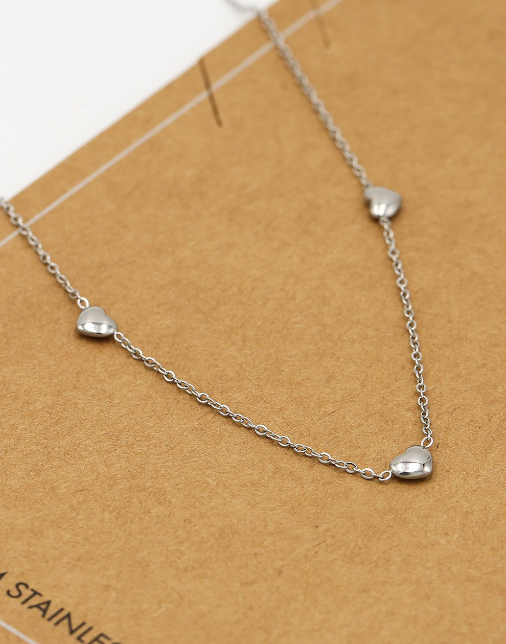 Ketting drie hartjes zilverkleurig