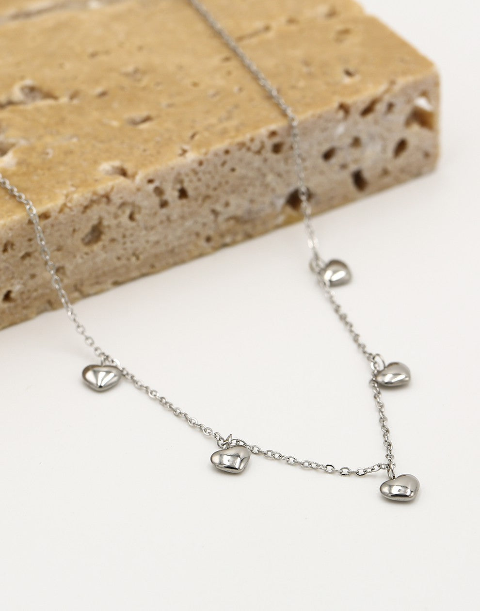 Ketting hartjes multi zilverkleurig