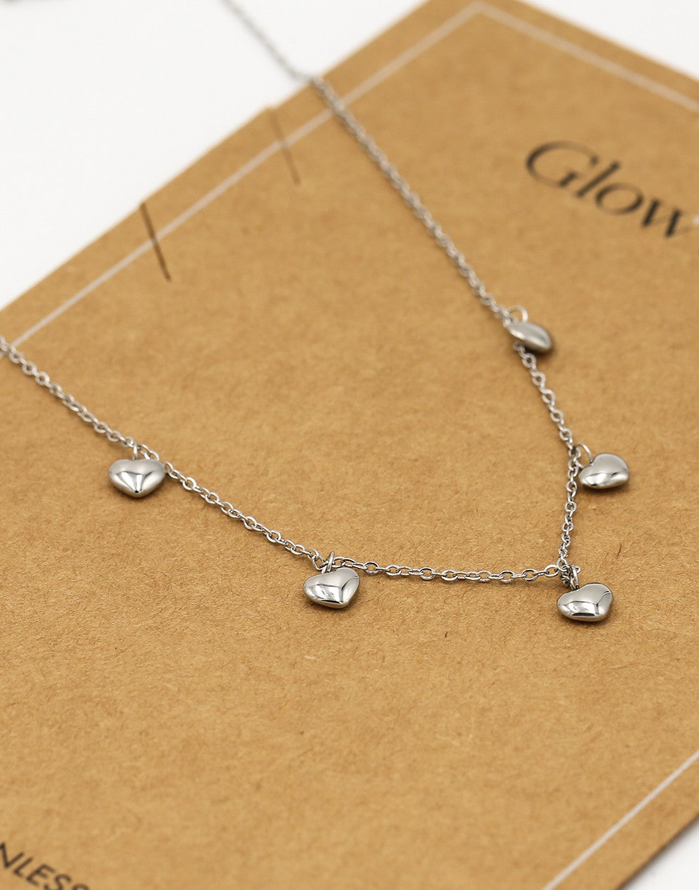 Ketting hartjes multi zilverkleurig