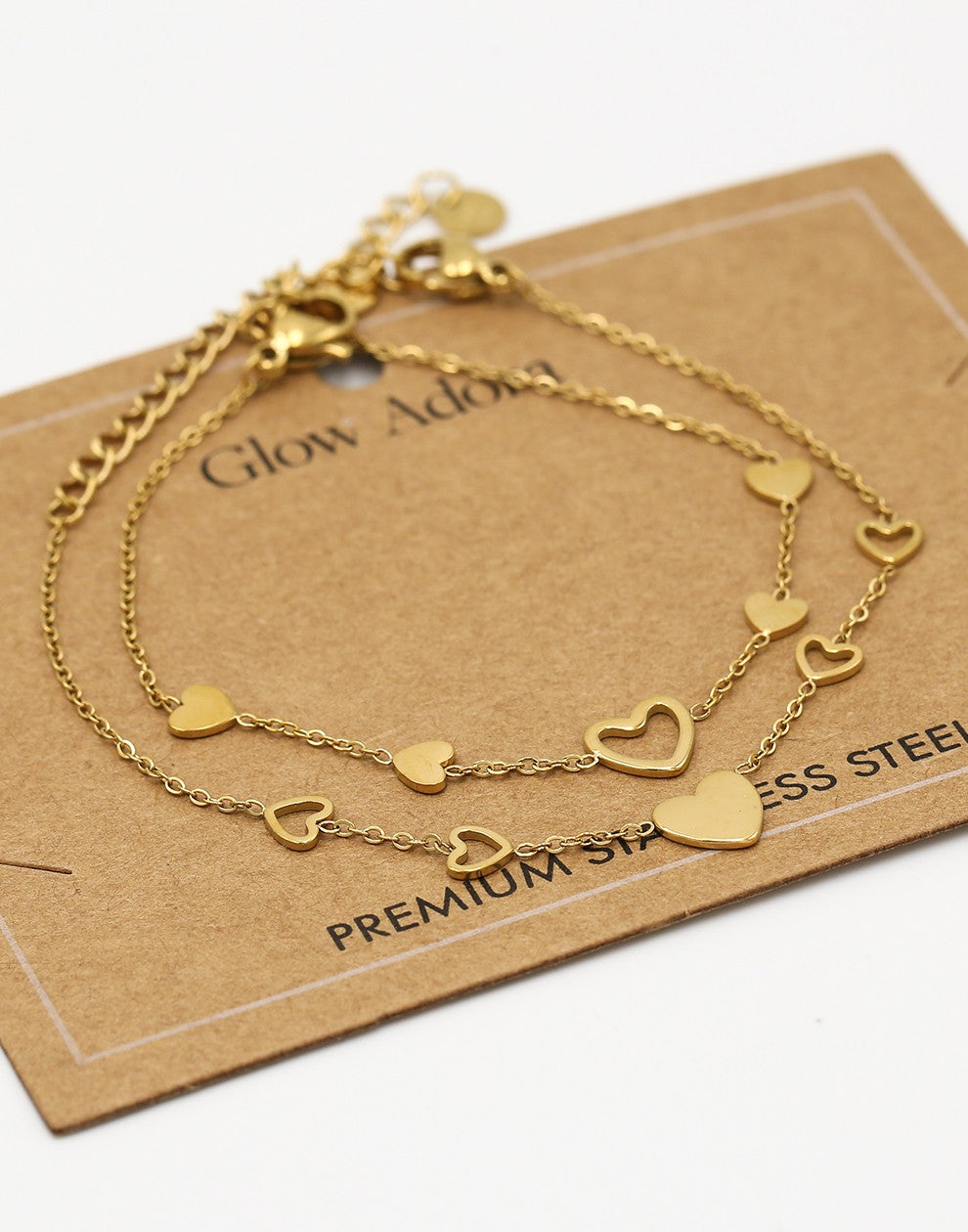 Armbanden vriendschapset hartjes goudkleurig