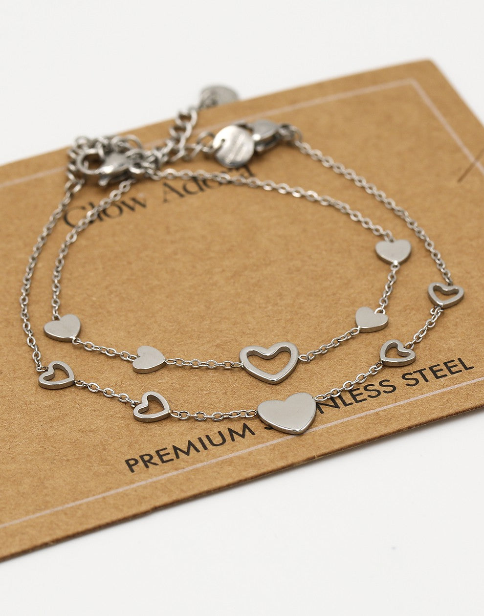 Armbanden vriendschapset hartjes zilverkleurig