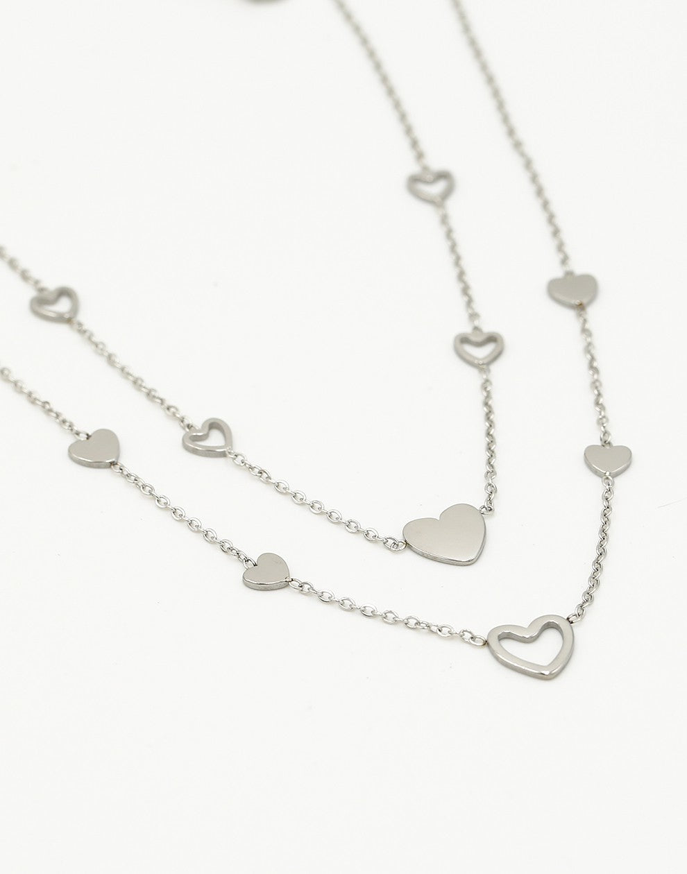 Kettingen vriendschap hartjes zilverkleurig