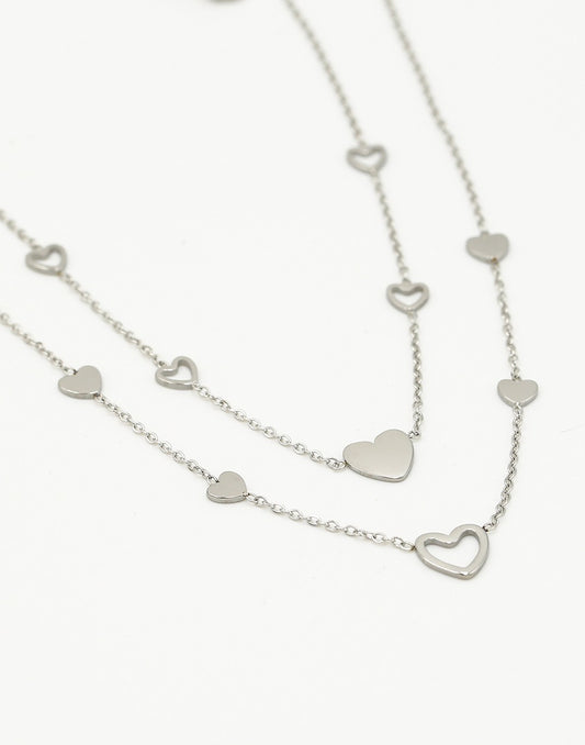 Kettingen vriendschap hartjes zilverkleurig