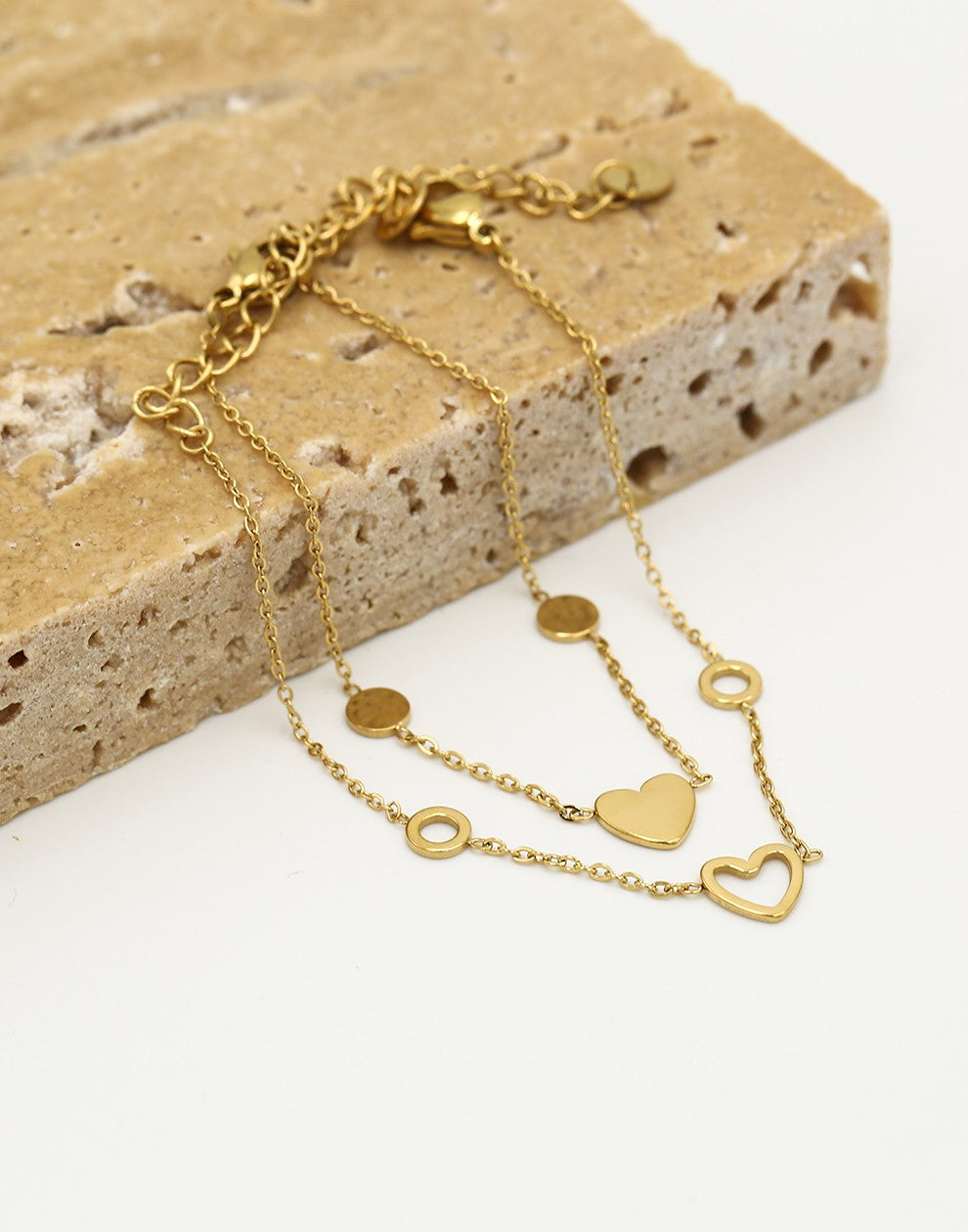 Friendship bracelets hearts with circles gold-colored
