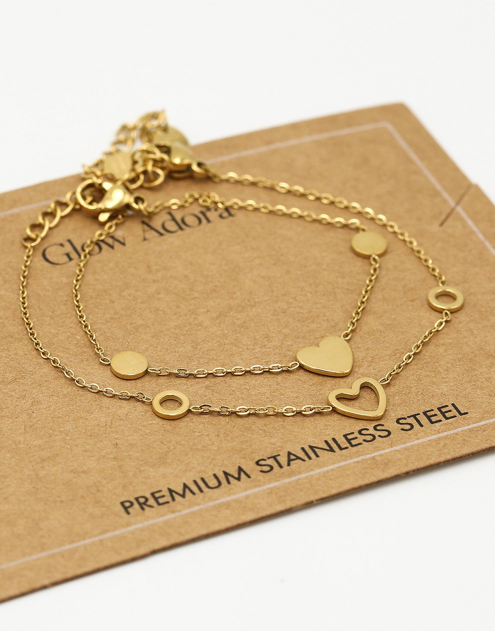 Vriendschaps armbanden hartjes met cirkels goudkleurig