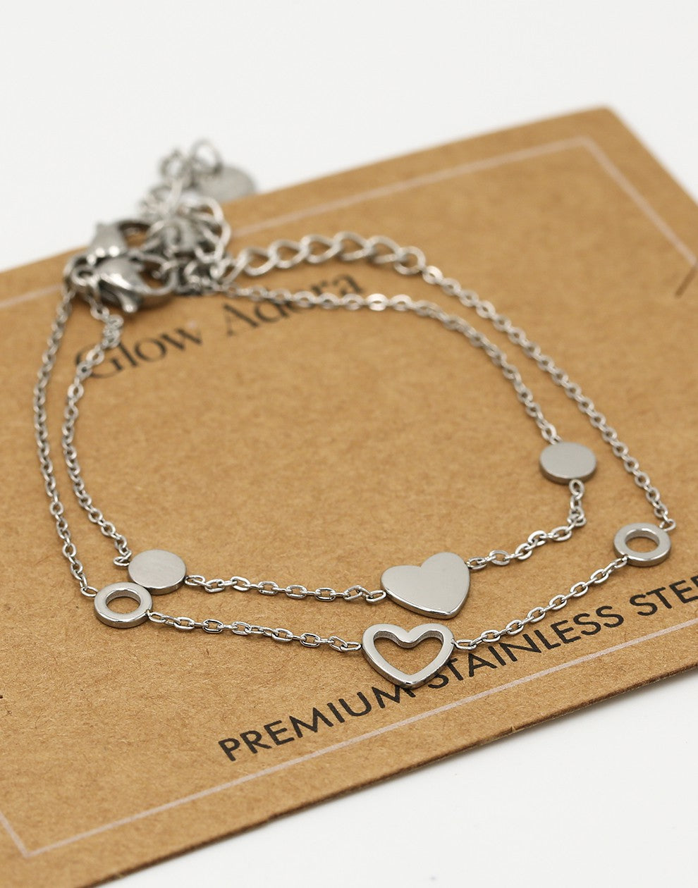 Vriendschaps armbanden hartjes met cirkels zilverkleurig