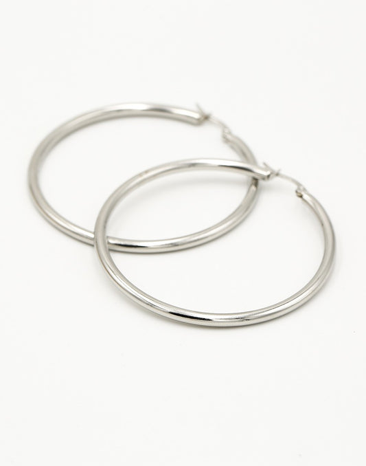 Oorringen hoops zilverkleurig 50mm