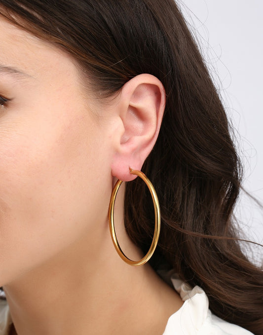 Oorringen hoops goudkleurig 50mm