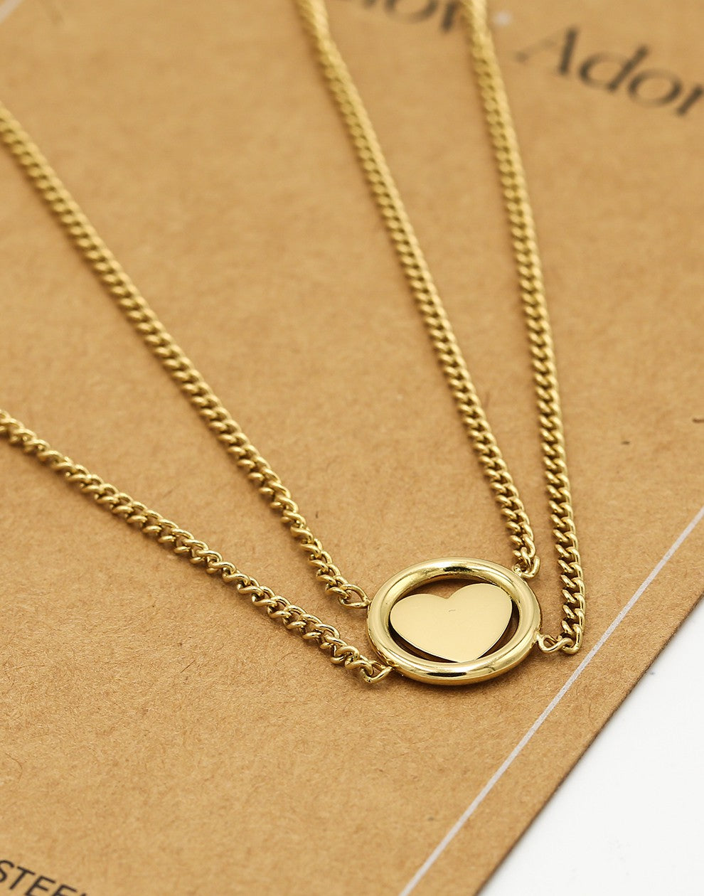 Ketting hart dubbel goudkleurig