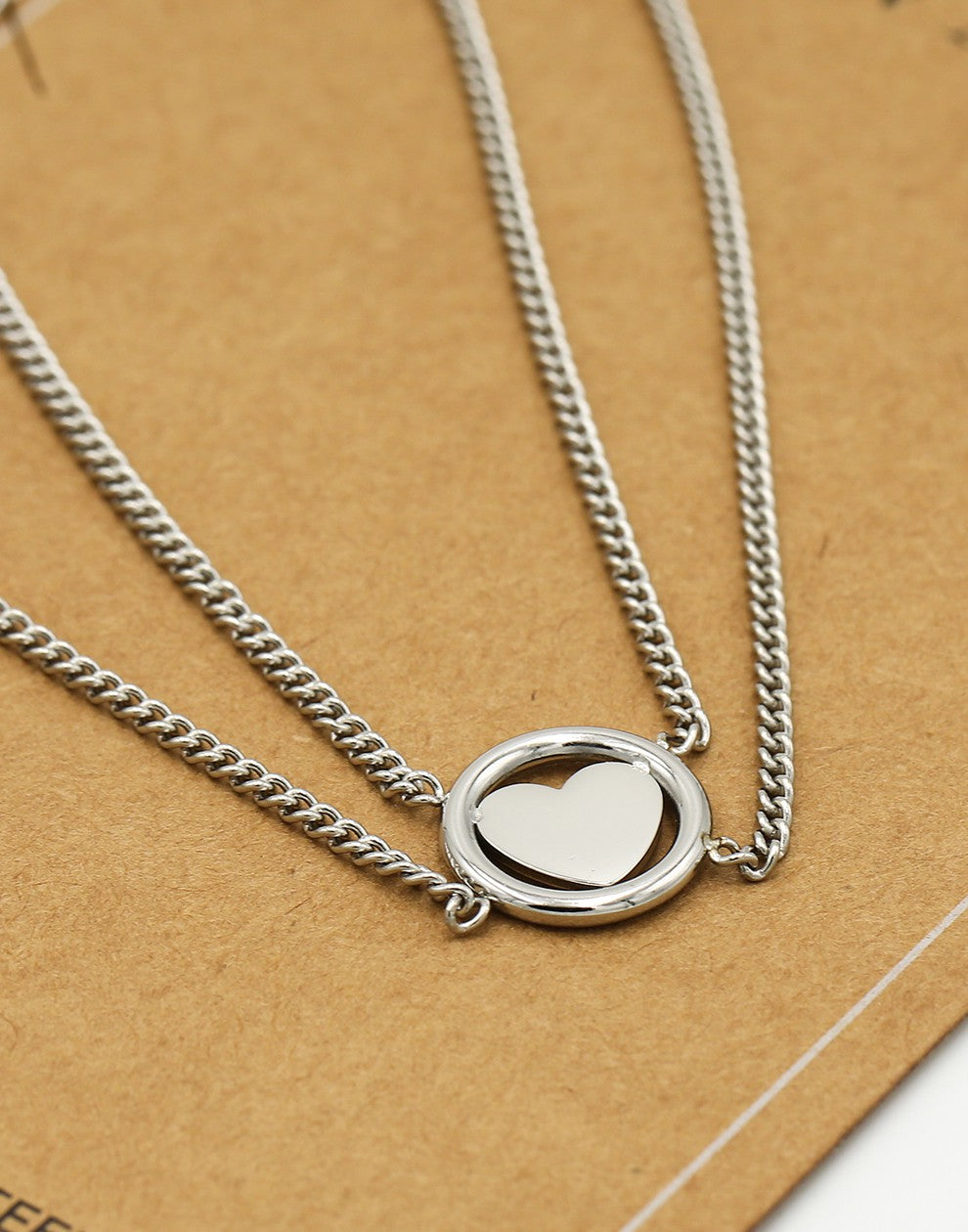 Ketting hart dubbel zilverkleurig