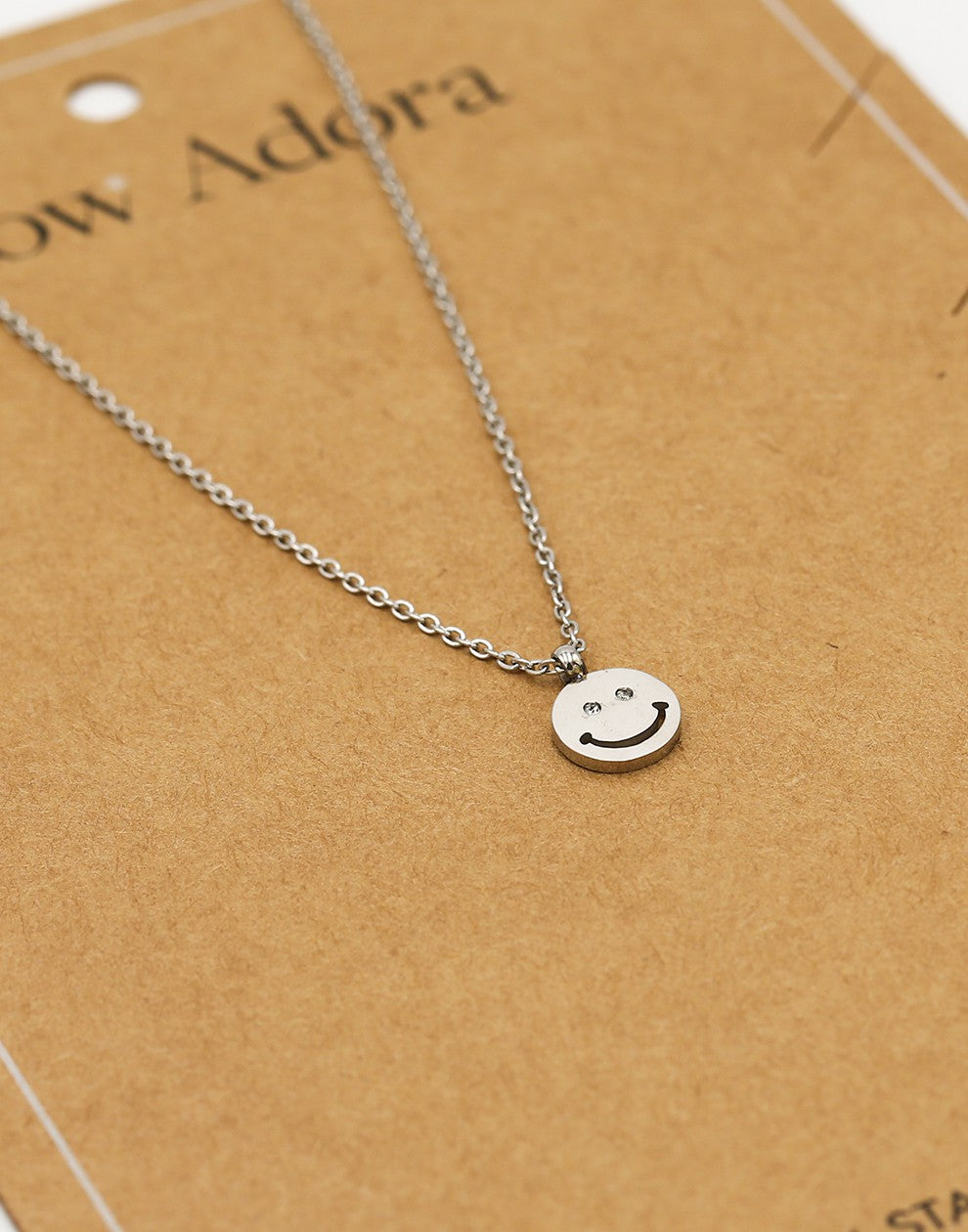 ketting smiley hanger zilverkleurig