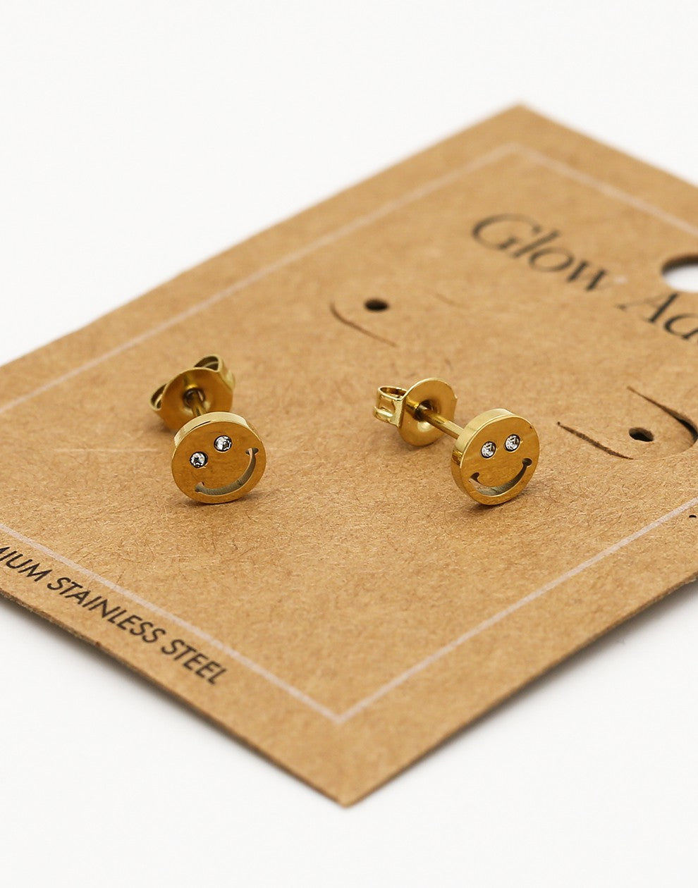 Studs smiley goudkleurig