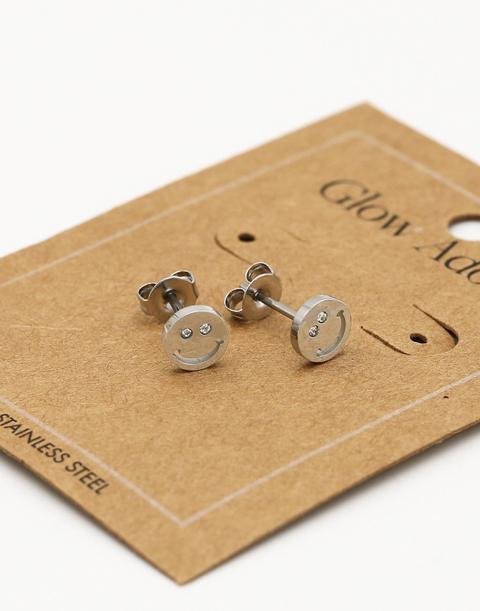Studs smiley zilverkleurig