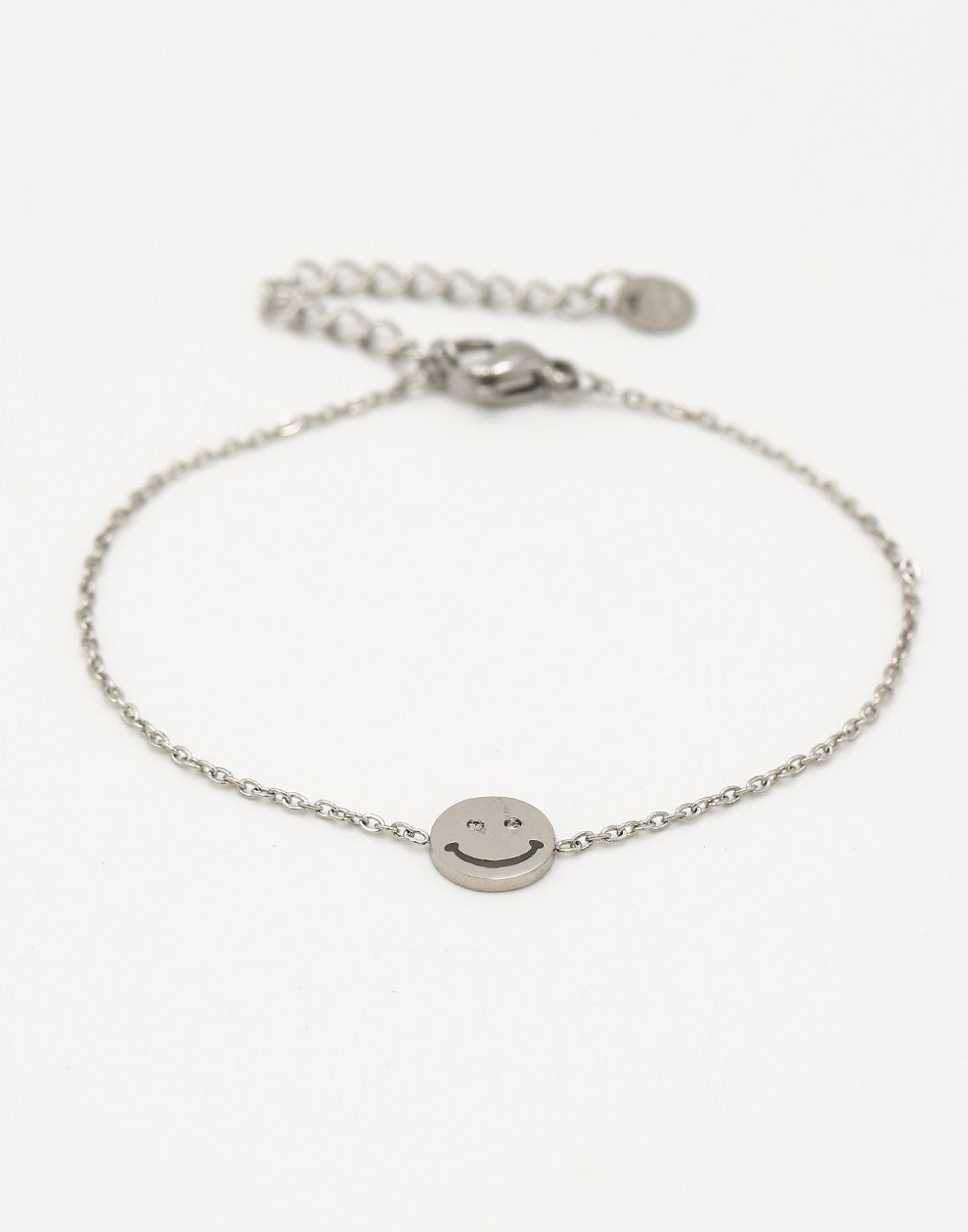 Armband smiley zilverkleurig