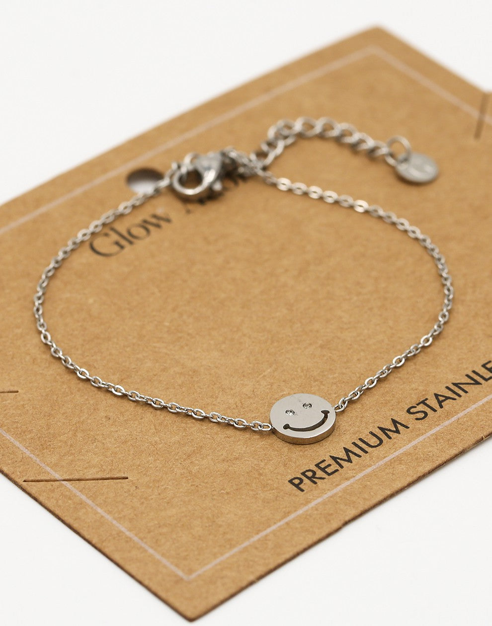 Armband smiley zilverkleurig