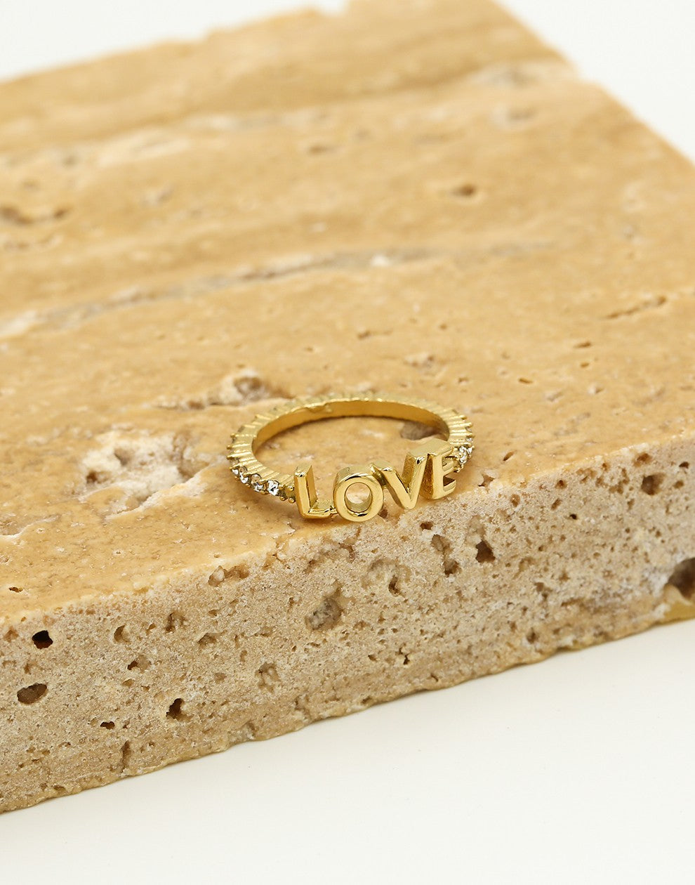 Zirkonia ring love goudkleurig