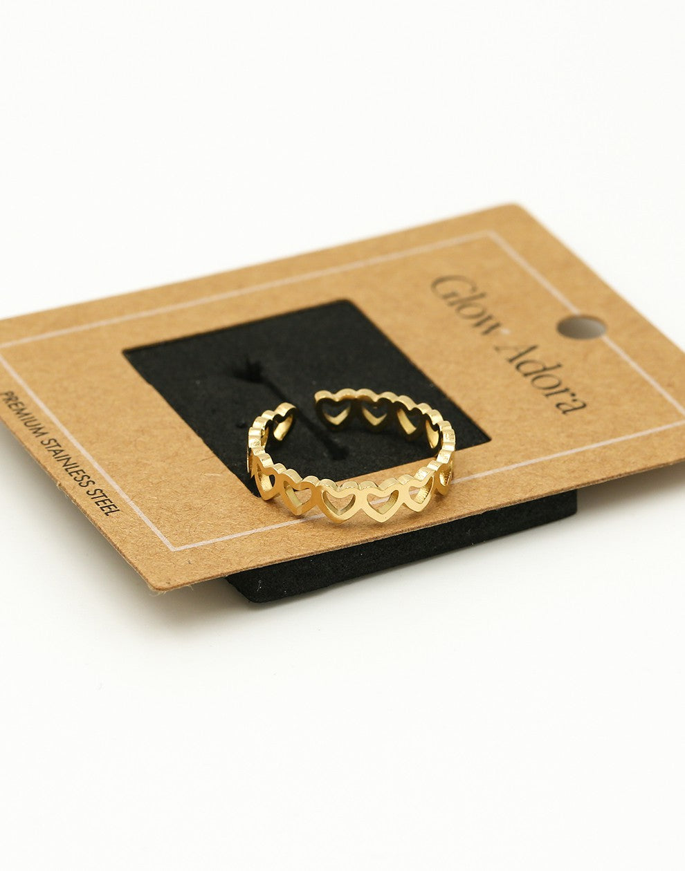 Ring hartjes goudkleurig