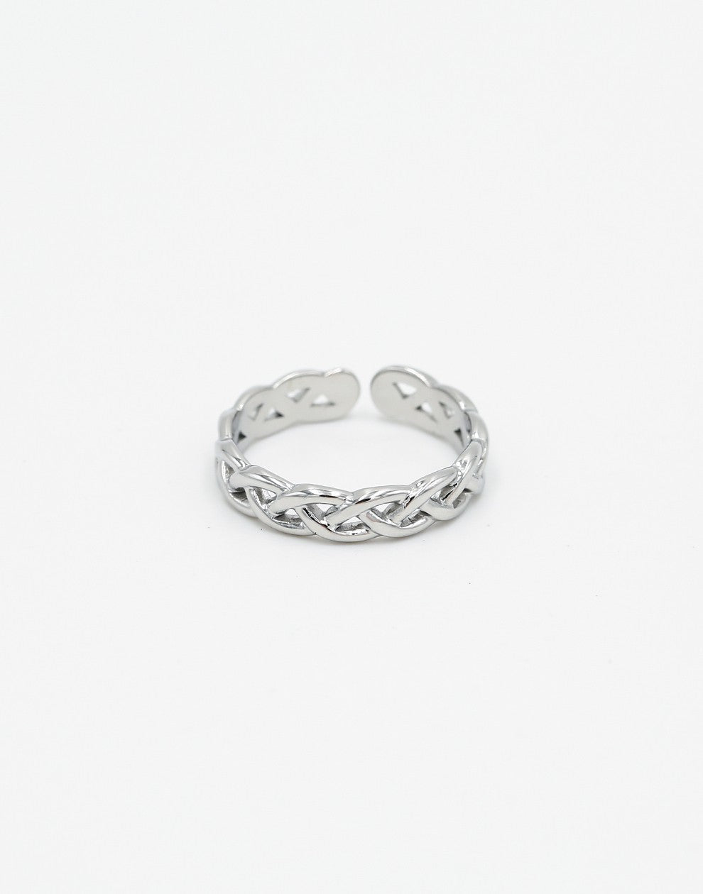 Ring braided pattern silver-colored