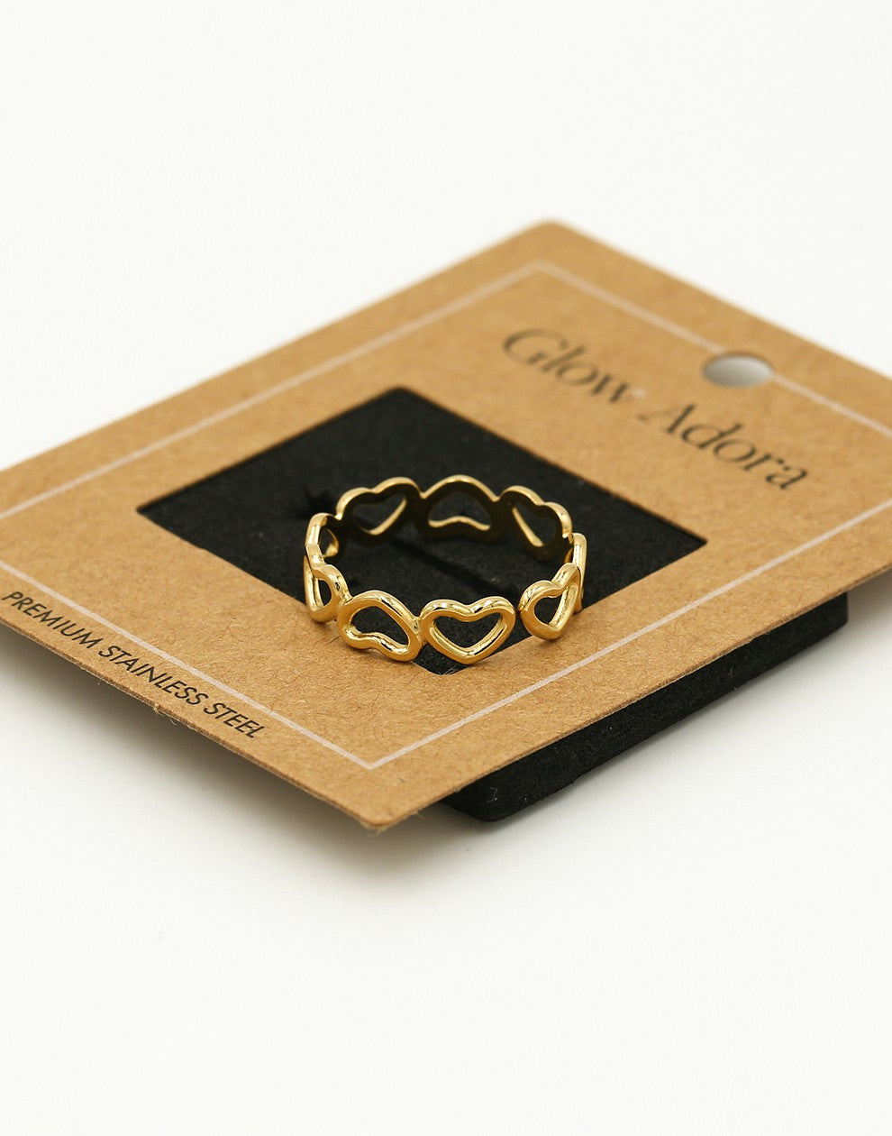 Ring open hartjes goudkleurig