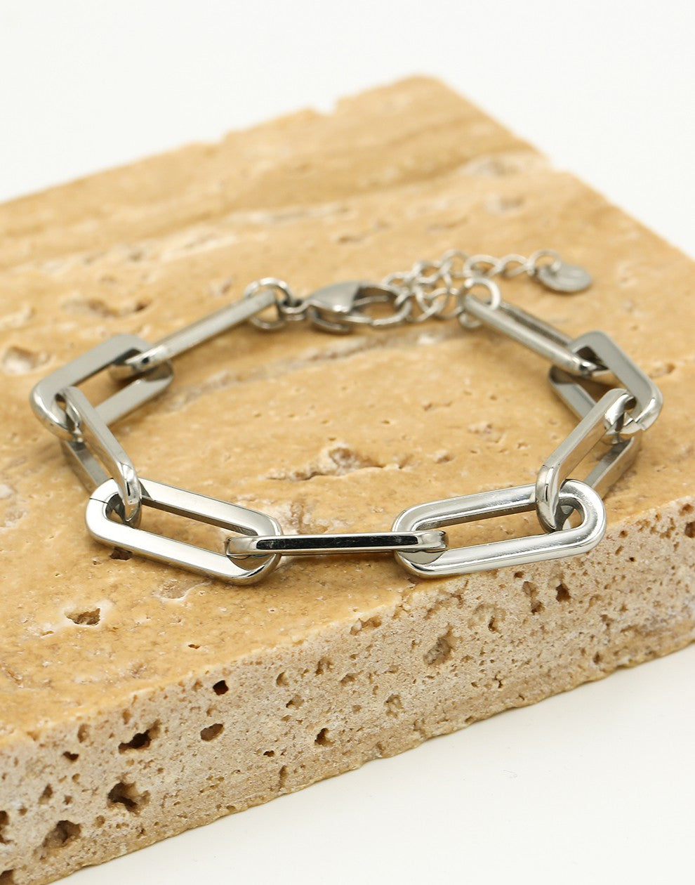 Schakelarmband chunky zilverkleurig
