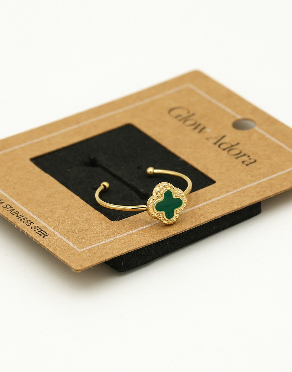 Ring klaver groen goudkleurig