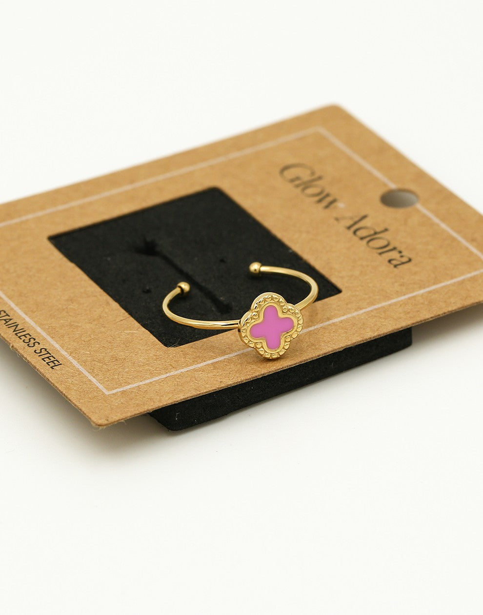 Ring klaver roze goudkleurig