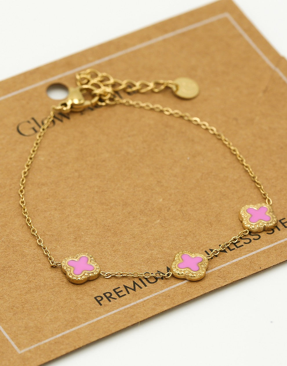 Armband klavers Roze goudkleurig