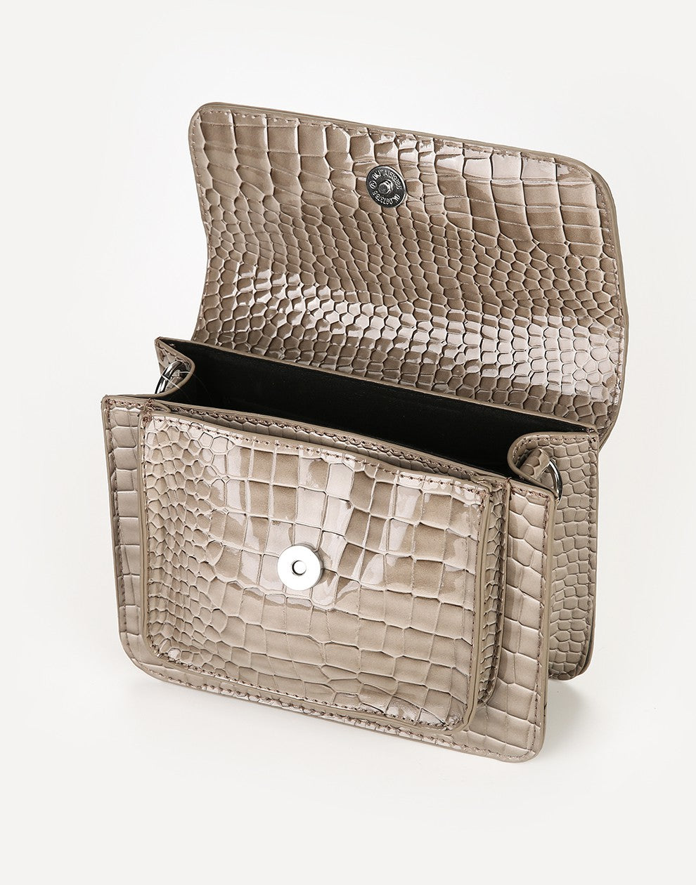 Schoudertas Croco print grijs