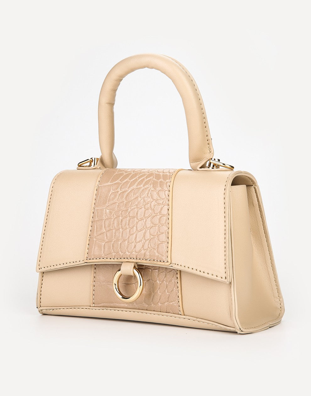 Tas met handvat beige croco
