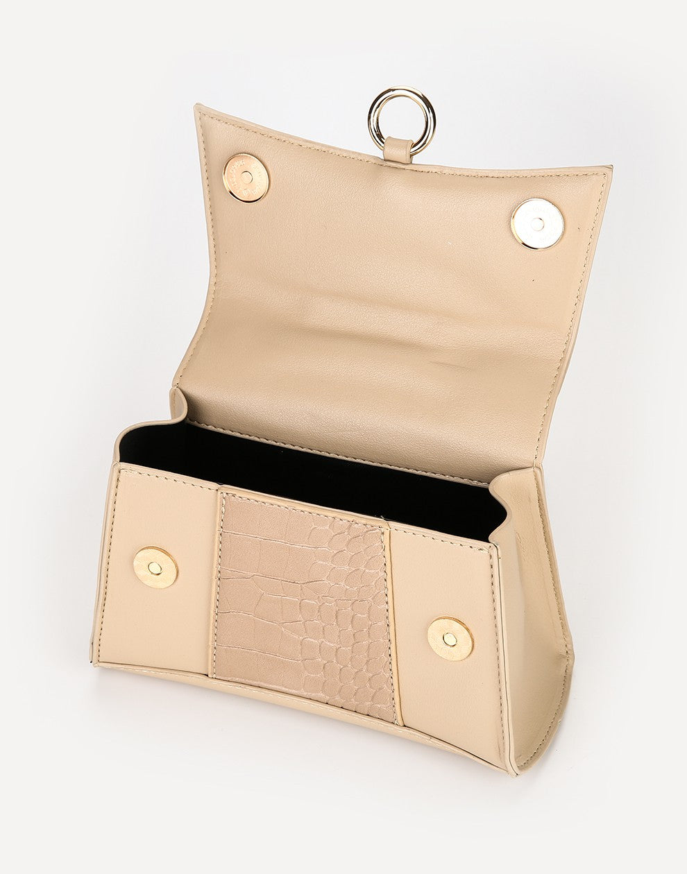 Tas met handvat beige croco
