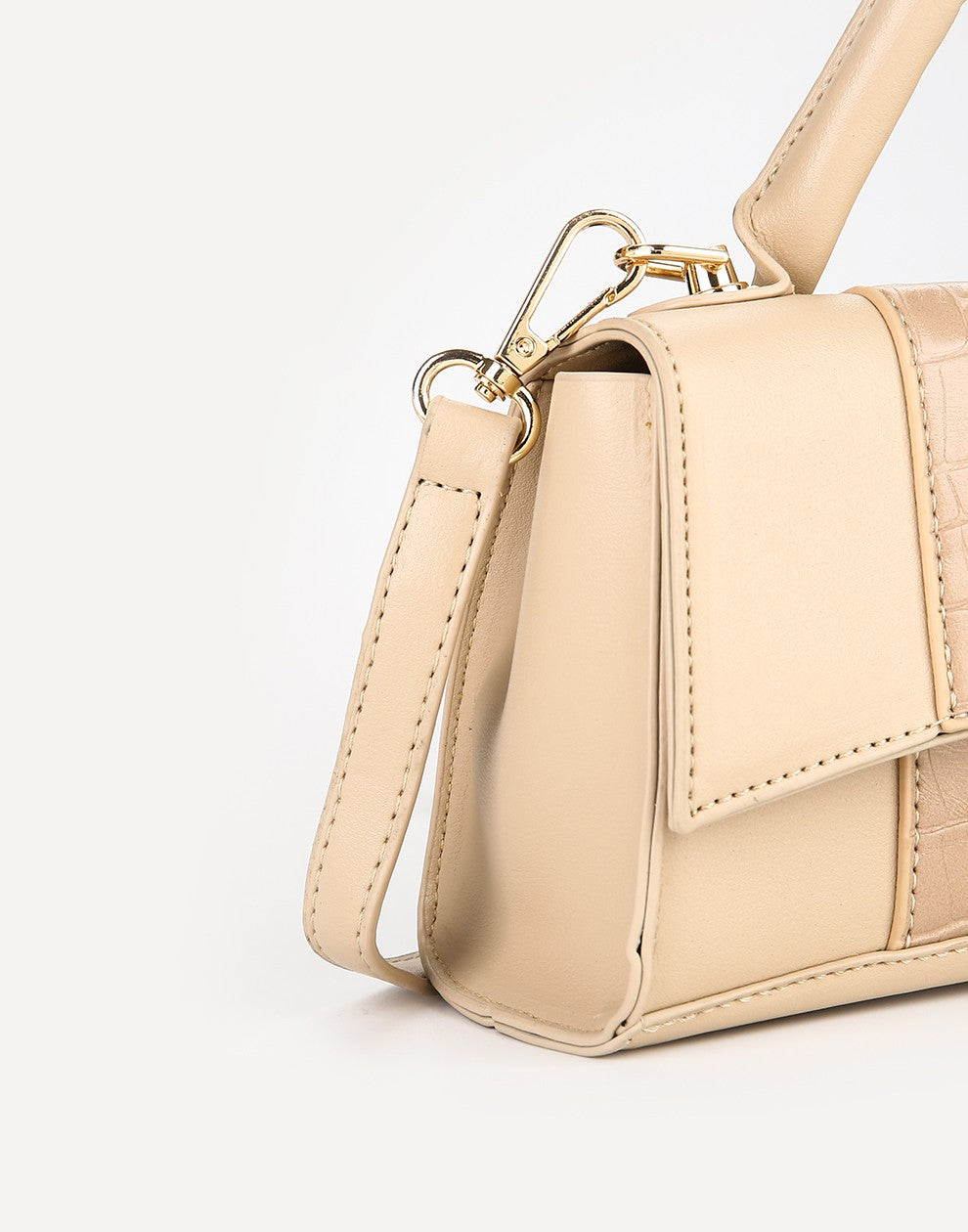 Tas met handvat beige croco