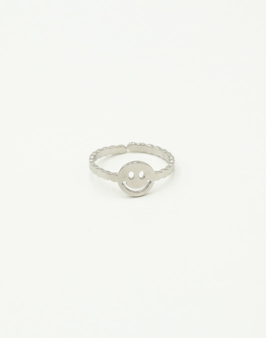 ring smiley zilverkleurig