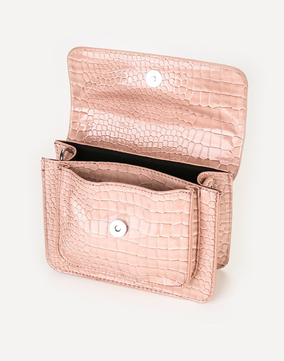Schoudertas Croco print roze