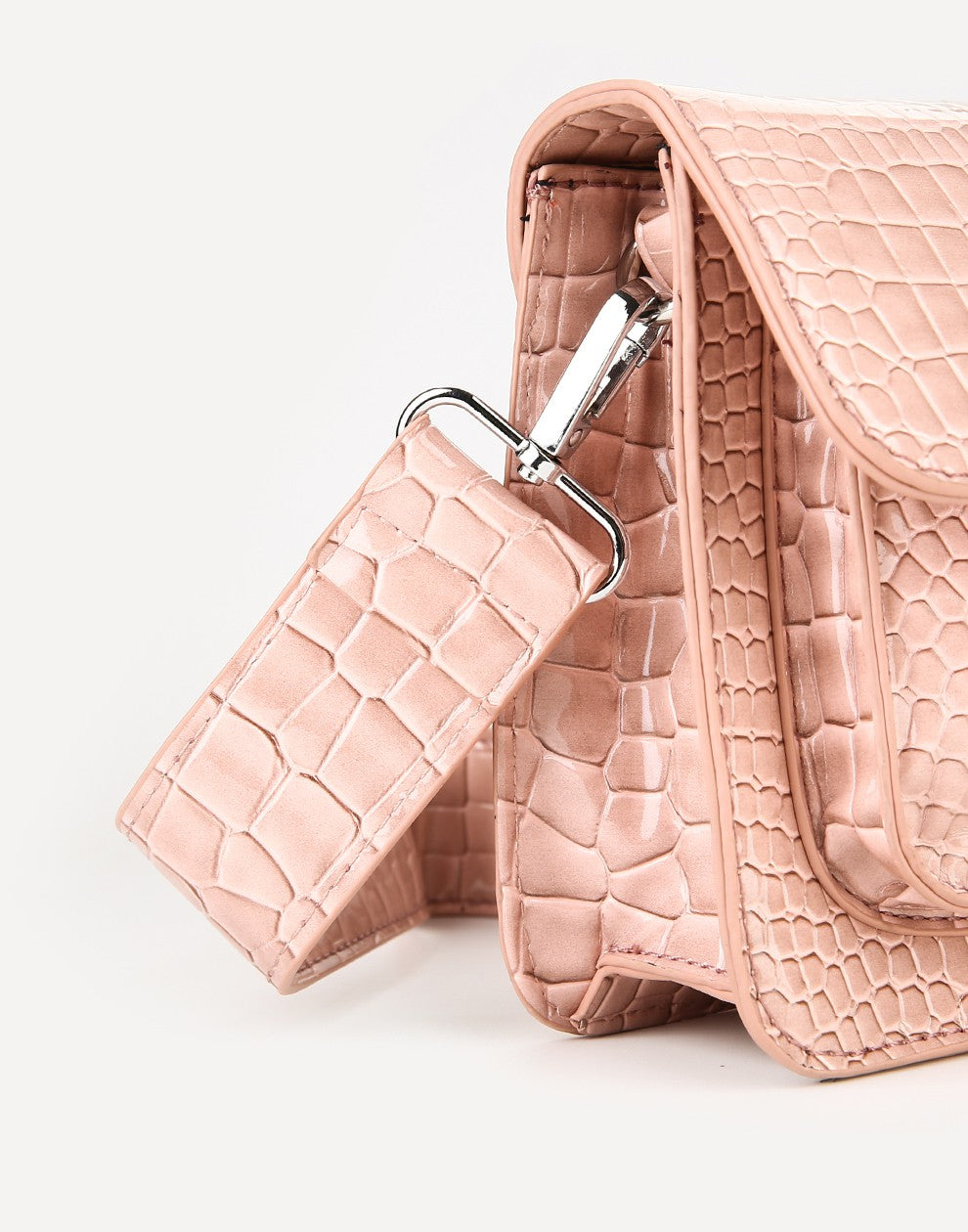 Schoudertas Croco print roze