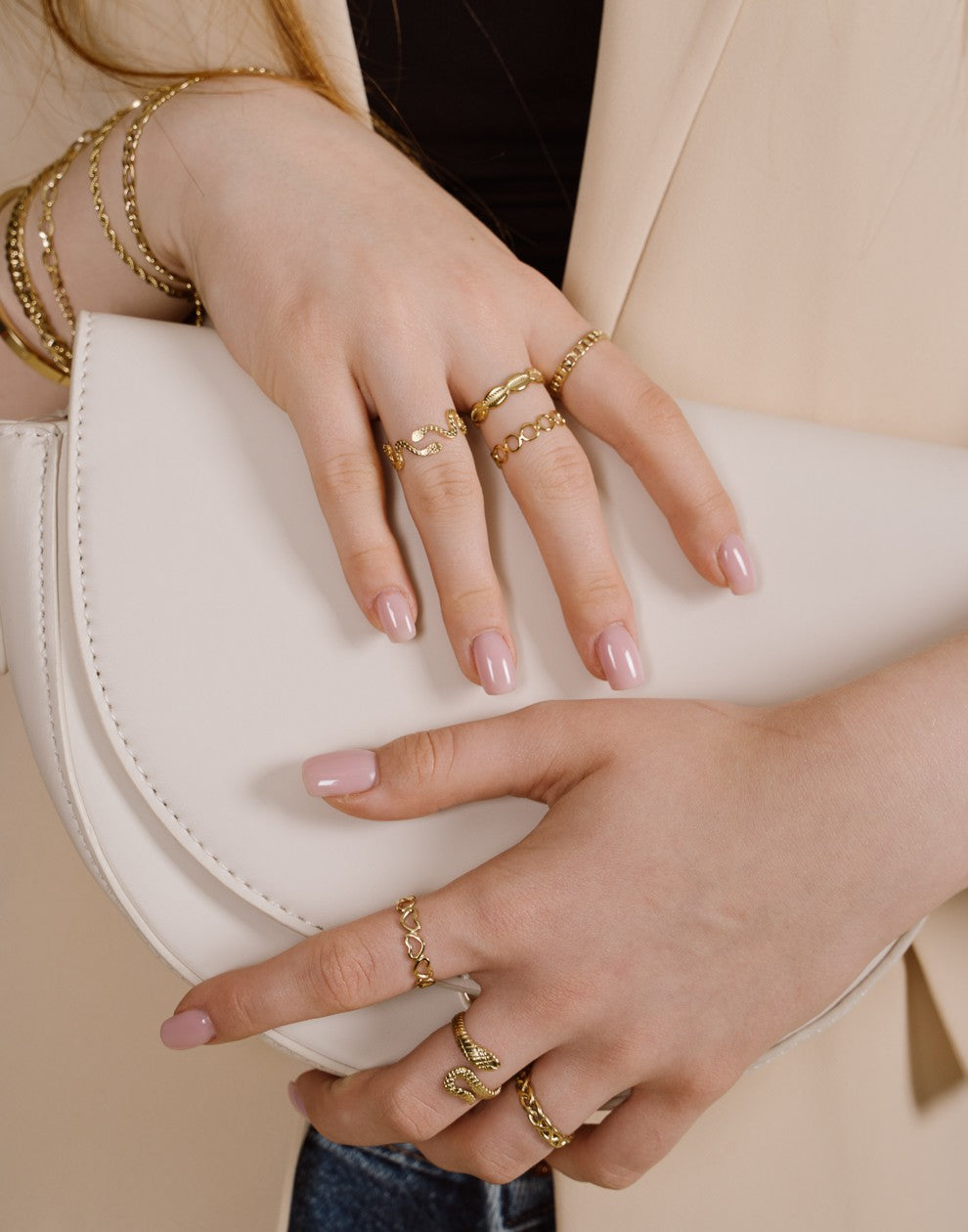 Ring open hearts gold-colored