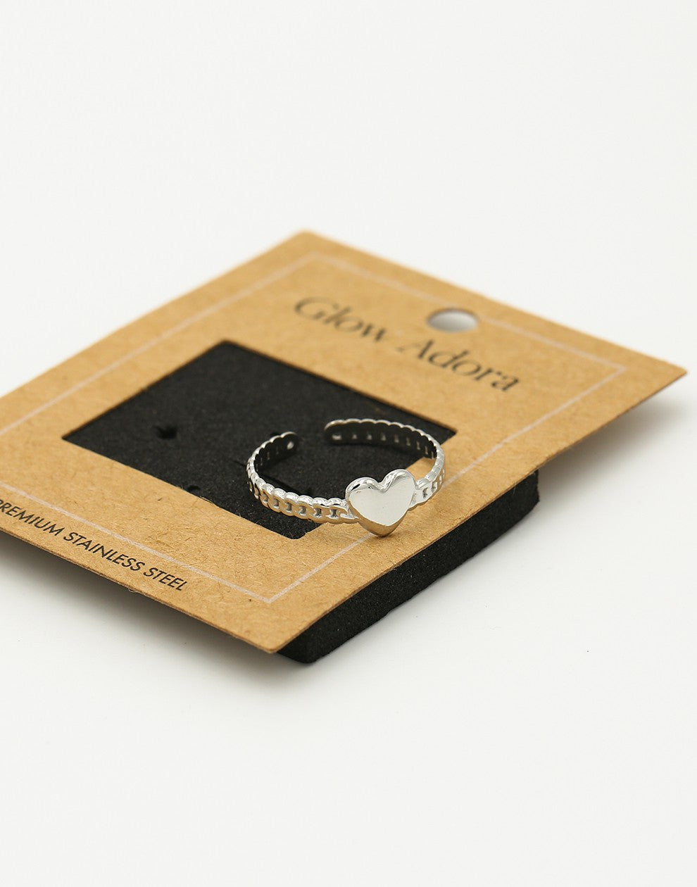 Silver-colored heart ring