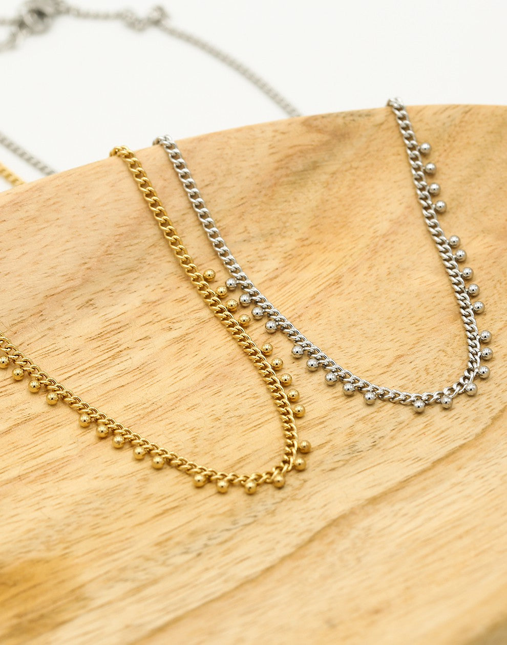 Schakelketting bolletjes goudkleurig