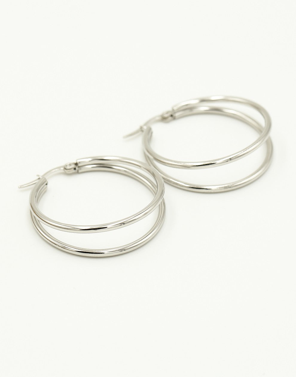 Oorringen hoops dubbel zilverkleurig 30mm