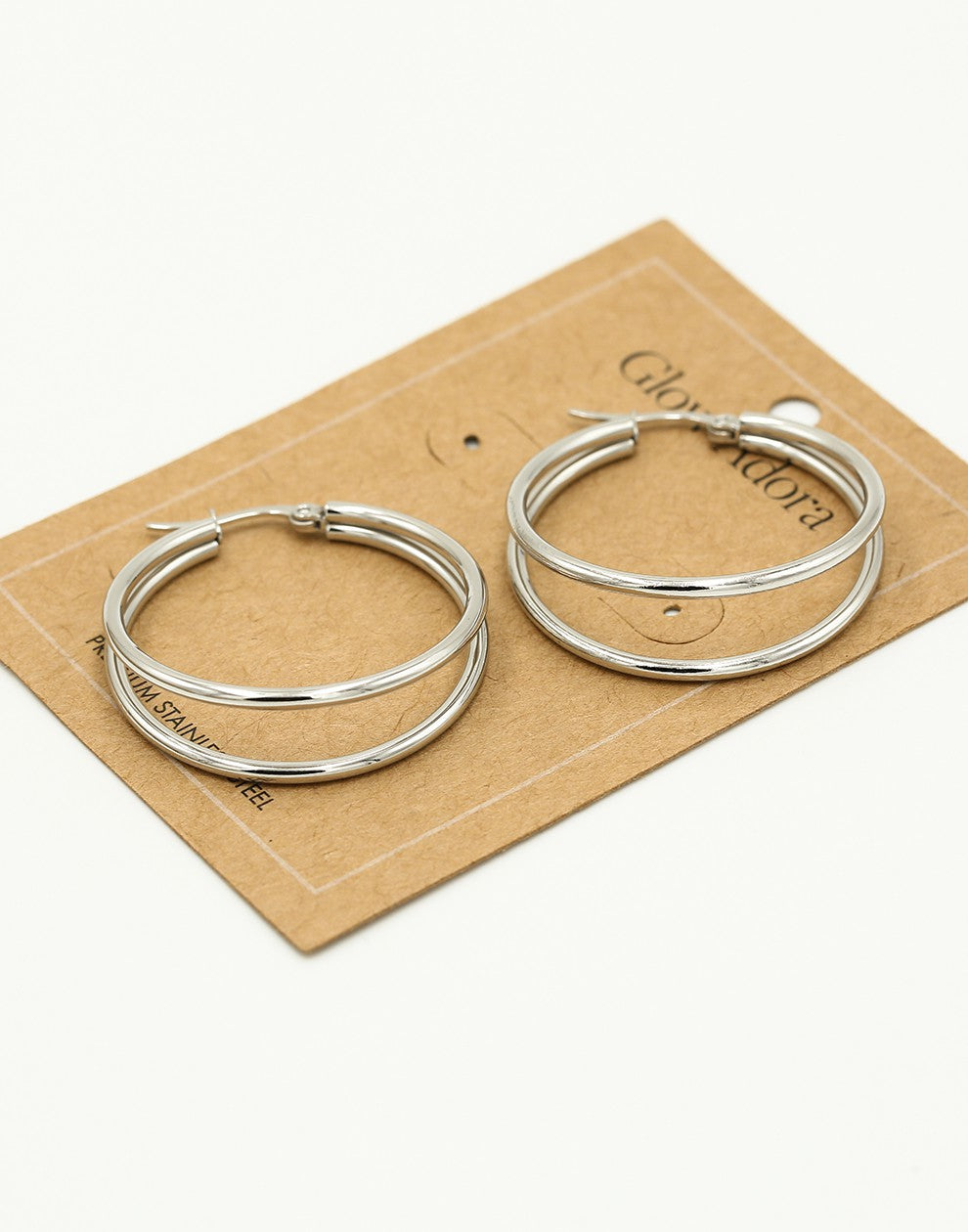Oorringen hoops dubbel zilverkleurig 30mm