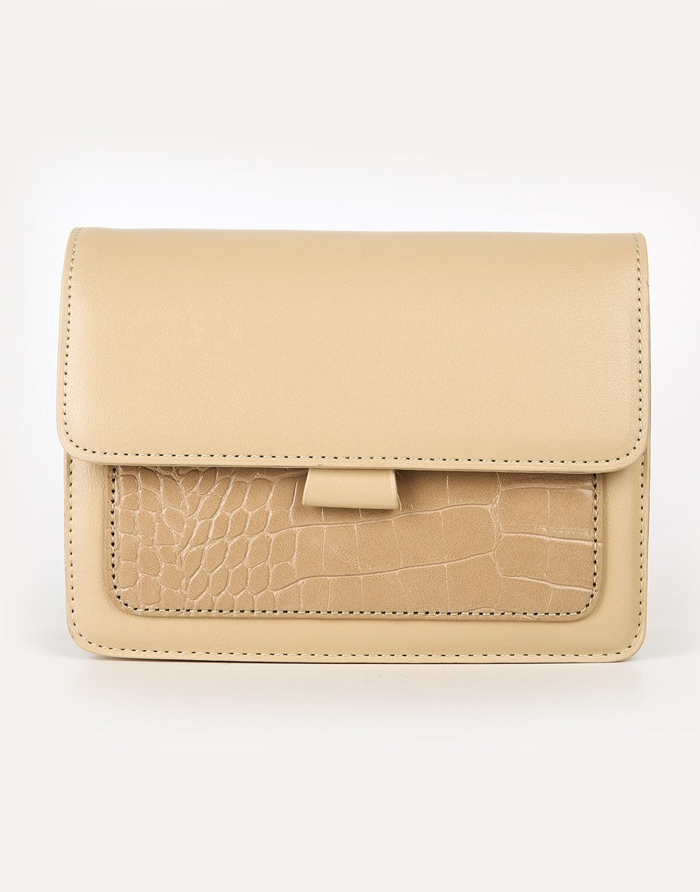 schoudertas beige met gestreepte band