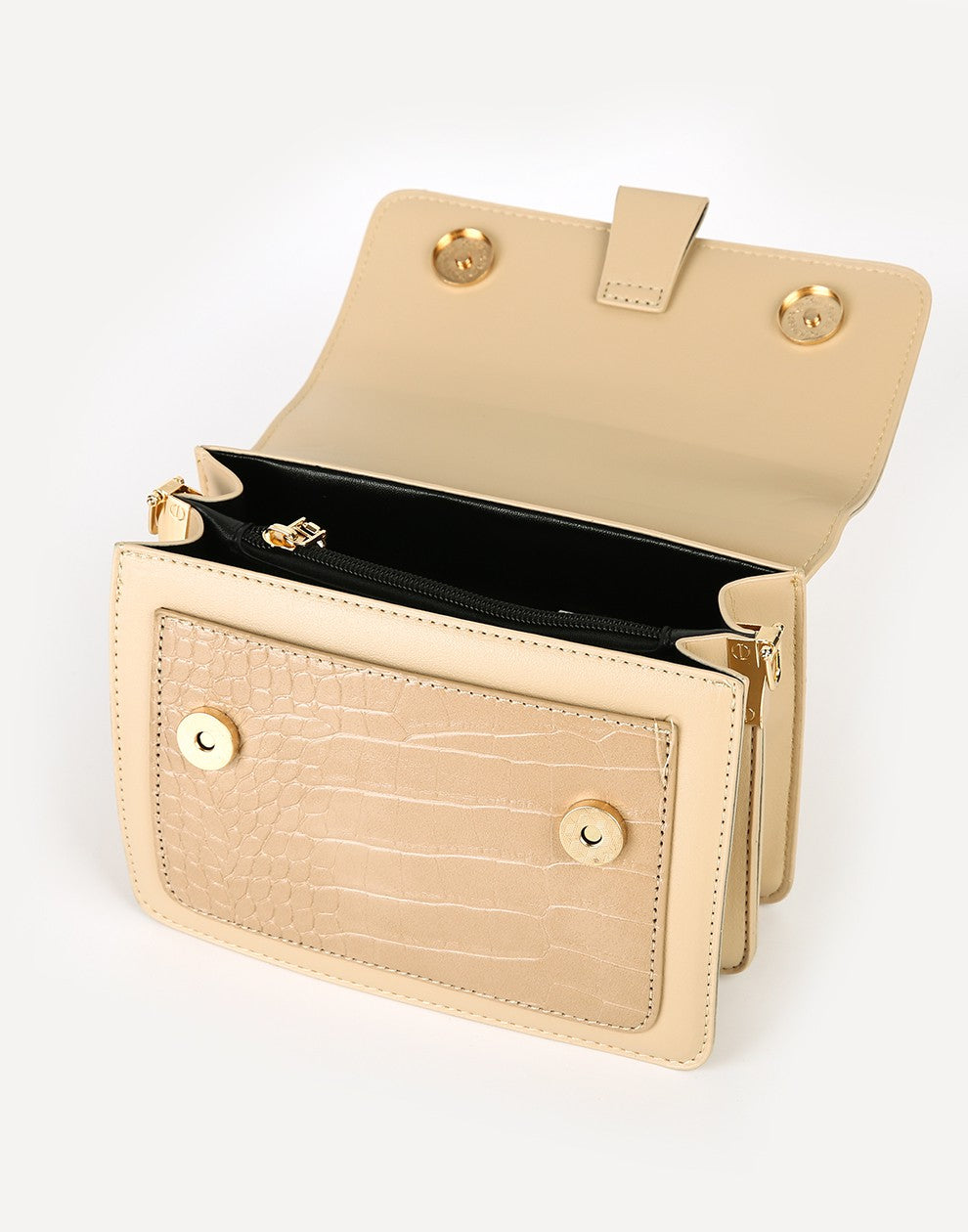 schoudertas beige met gestreepte band