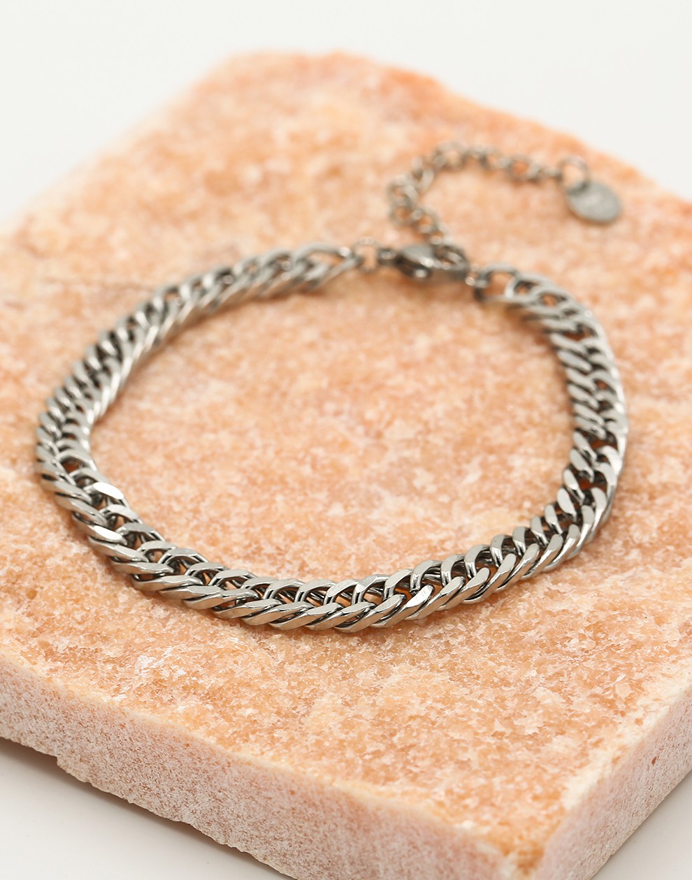 Schakelarmband grof zilverkleurig