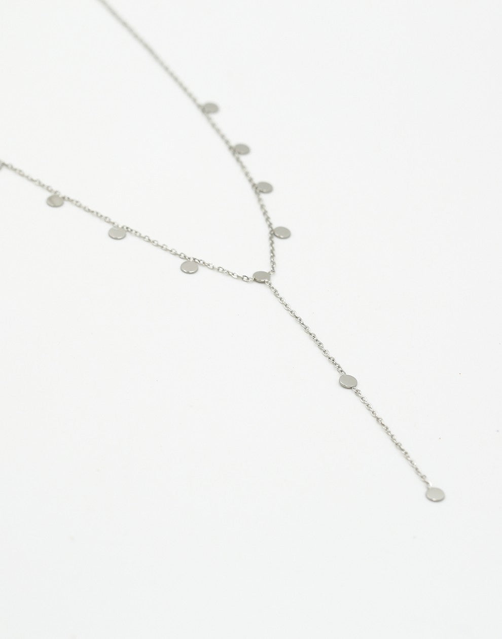 Ketting Y-vorm muntjes zilverkleurig