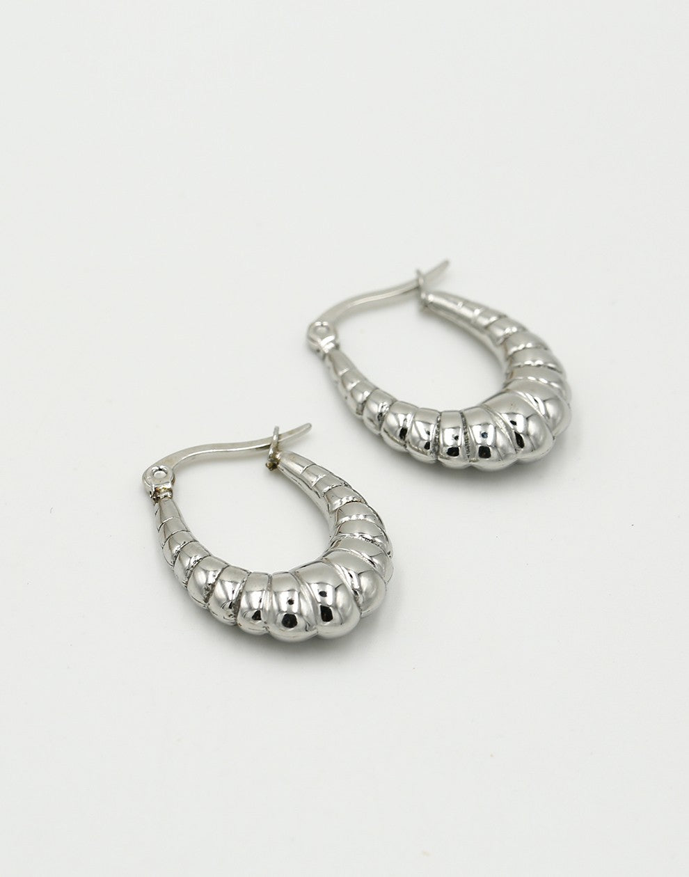 hoops ovaal chunky met patroon in zilverkleurig