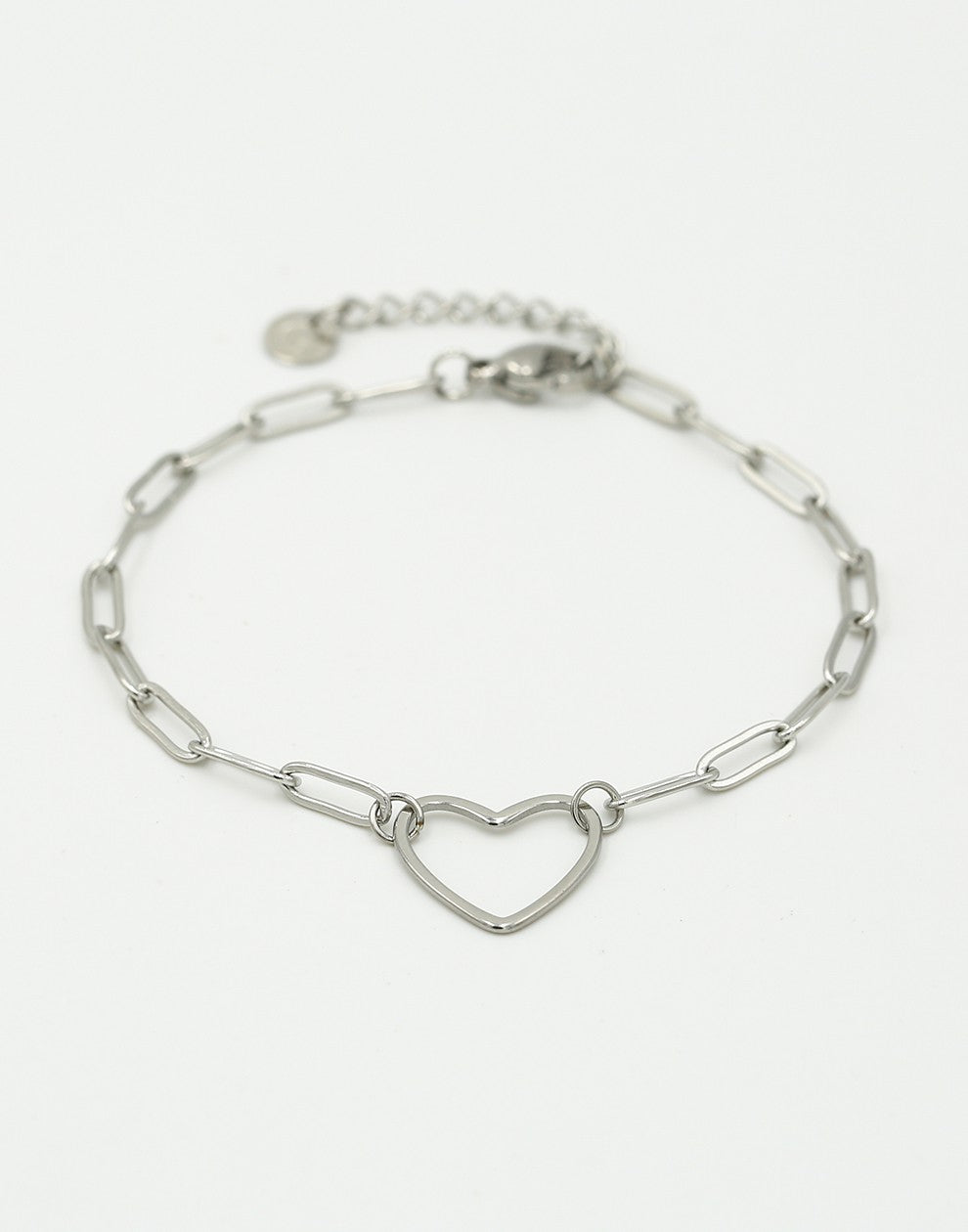 Schakelarmband met hart zilverkleurig