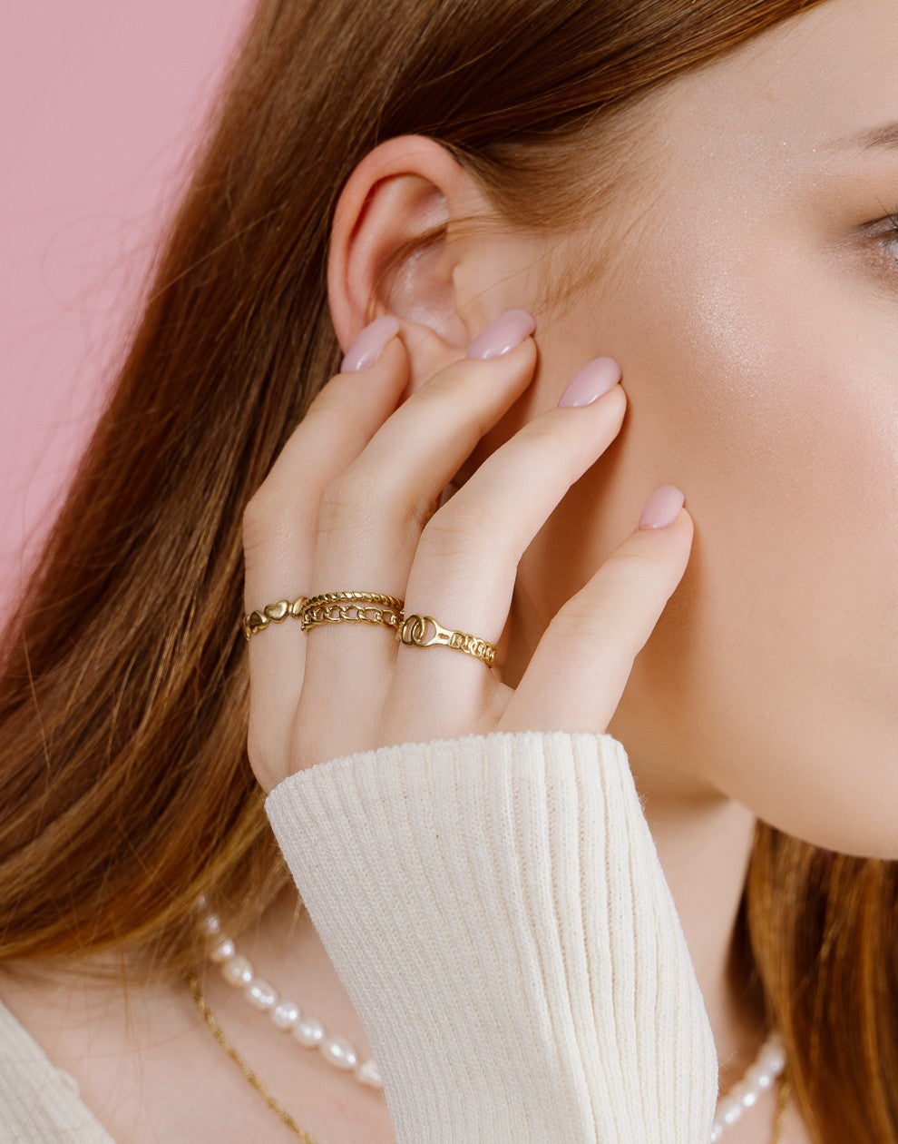 Gold-colored double ring