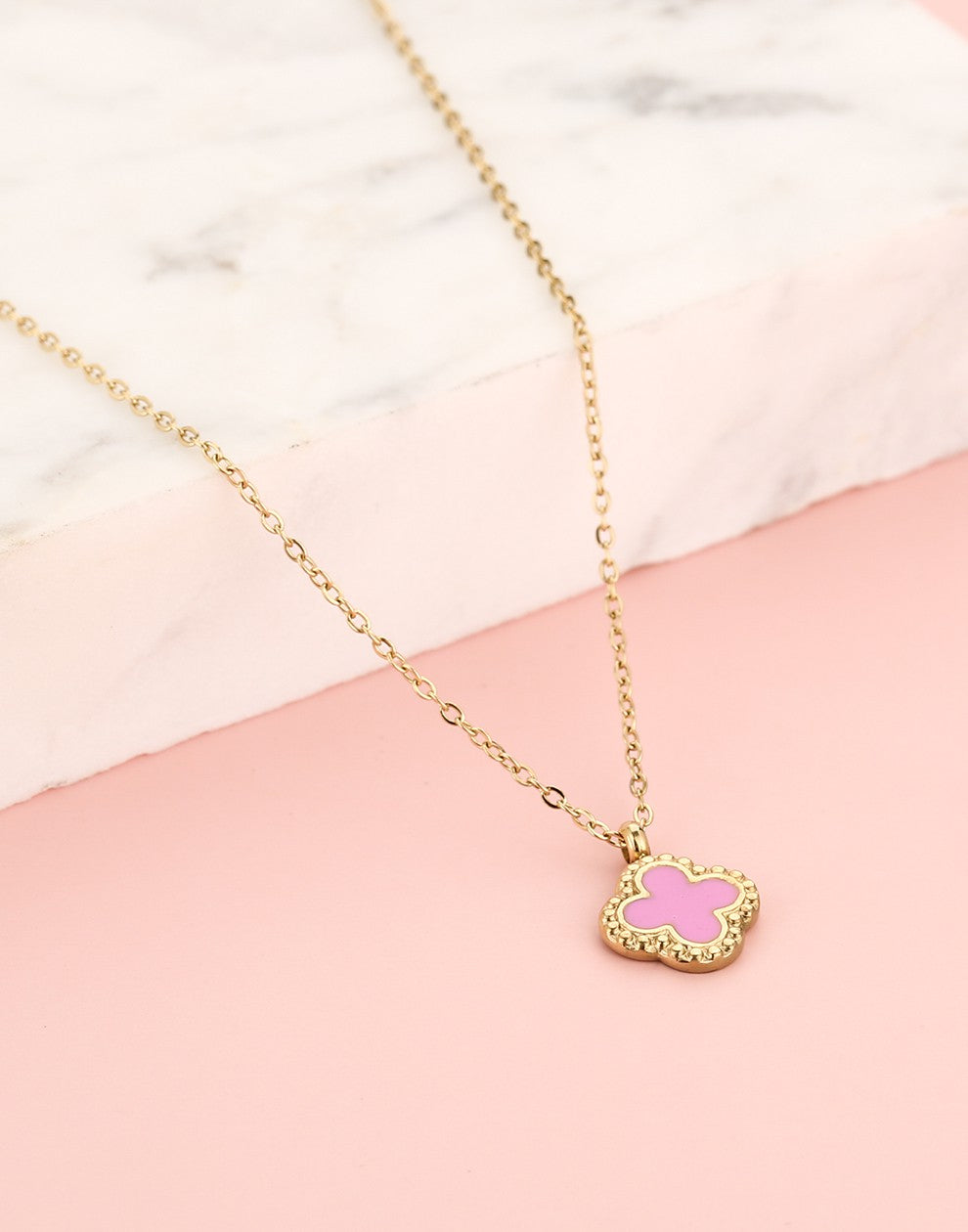 Ketting klaver roze