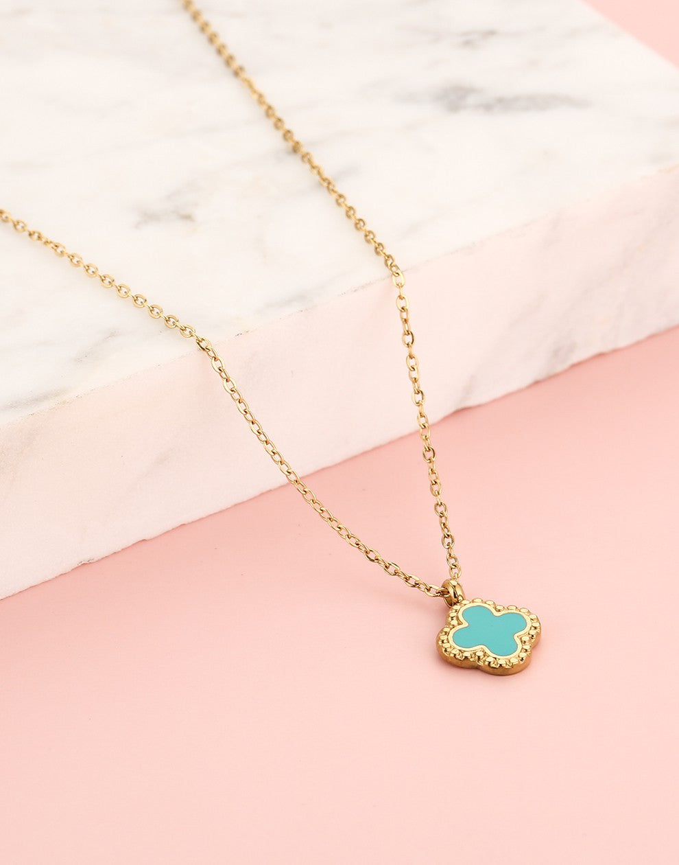 Ketting klaver turquoise
