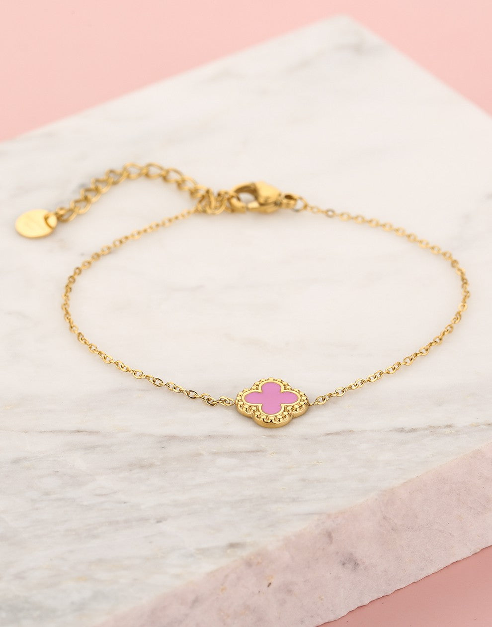 Armband klaver roze